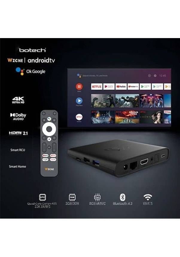 Çok çekirdekli işlemcisi, en az 2GB RAM ve yeterli dahili depolama kapasitesi ile yüksek kaliteli video akışı ve akıcı uygulama kullanımı sağlar. HDMI, USB, Ethernet ve Wi-Fi bağlantı seçenekleriyle geniş bir bağlantı yelpazesi sunar. Google Play Store üzerinden geniş bir uygulama ve oyun yelpazesine erişim imkanı verir ve Google Asistan ile sesli komutları destekler. 